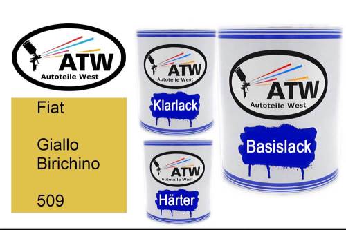 Fiat, Giallo Birichino, 509: 1L Lackdose + 1L Klarlack + 500ml Härter - Set, von ATW Autoteile West.
